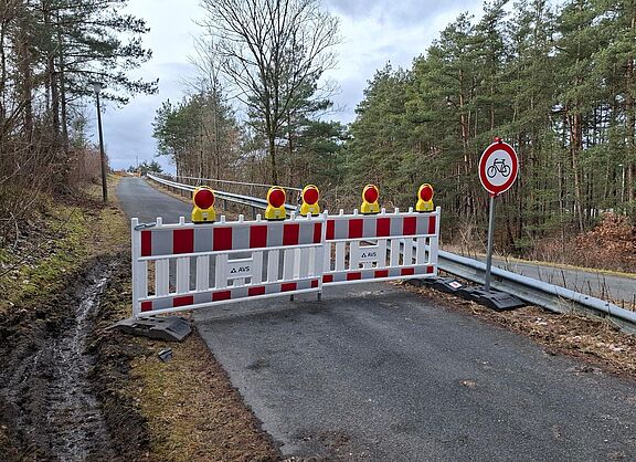 Absperrung Radweg